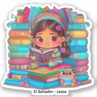 Meisjes van de Wereld Lezen - Lenca van El Salvado Sticker