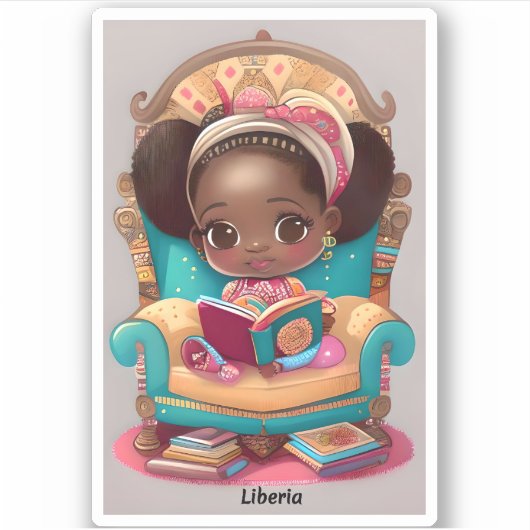 Meisjes van de Wereld Lezen - Liberia Sticker (Voorkant)