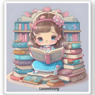 Meisjes van de Wereld Lezen - Luxemburg Sticker