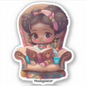Meisjes van de Wereld Lezen - Madagaskar Sticker (Voorkant)