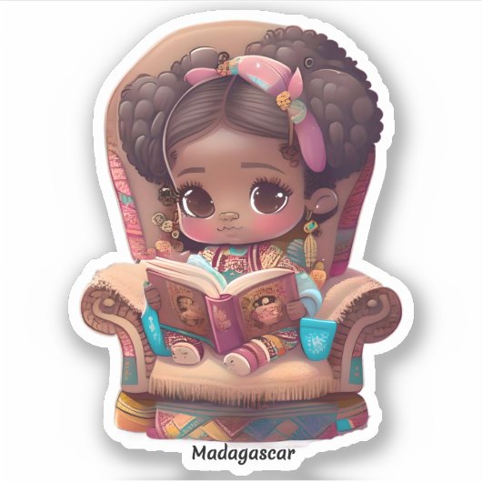 Meisjes van de Wereld Lezen - Madagaskar Sticker (Voorkant)