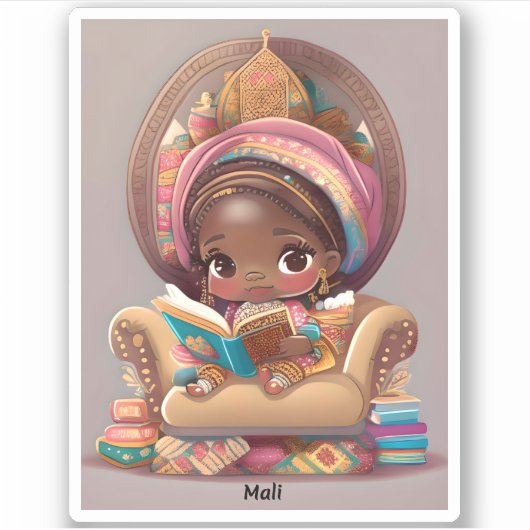 Meisjes van de Wereld Lezen - Mali Sticker (Voorkant)