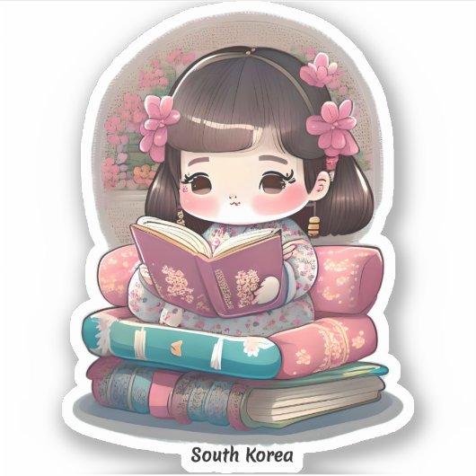 Meisjes van de Wereld Lezen - Zuid-Korea Sticker (Voorkant)