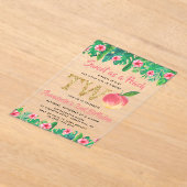 Meisjes van het zoete strand 2e verjaardag acryl uitnodigingen (Laagn)