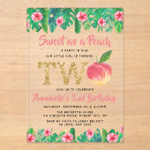 Meisjes van het zoete strand 2e verjaardag acryl uitnodigingen (Voorkant)