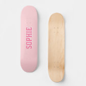 Meisjes Varsity Roze Skateboard Persoonlijke Naam (Voorkant)
