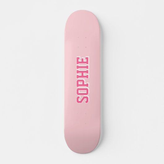 Meisjes Varsity Roze Skateboard Persoonlijke Naam (Voorkant)