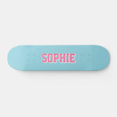 Meisjes Varsity Roze Skateboard Persoonlijke Naam (Horizontaal)