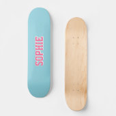 Meisjes Varsity Roze Skateboard Persoonlijke Naam (Voorkant)