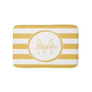 Meisjes, vast gele strepen met monocgrambenaming badmat
