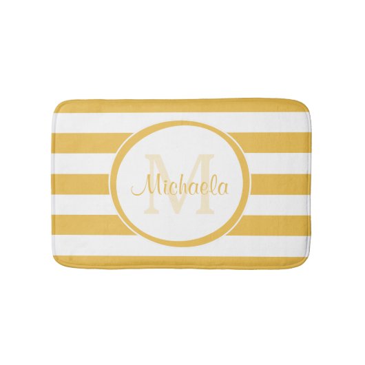 Meisjes, vast gele strepen met monocgrambenaming badmat (Voorkant)
