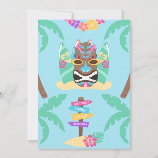 Meisjes veelkleurige Aloha Luau verjaardagsuitnodi Kaart (Achterkant)