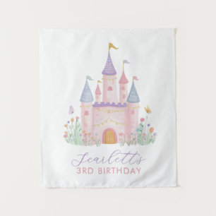 Meisjes Verjaardag Achtergrond Prinses Feest Kaste Wandkleed
