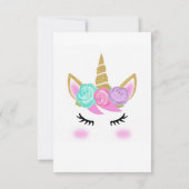 Meisje's Verjaardag Eenhoorn Thema Bedankkaart (Achterkant)