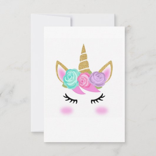 Meisje's Verjaardag Eenhoorn Thema Bedankkaart (Achterkant)