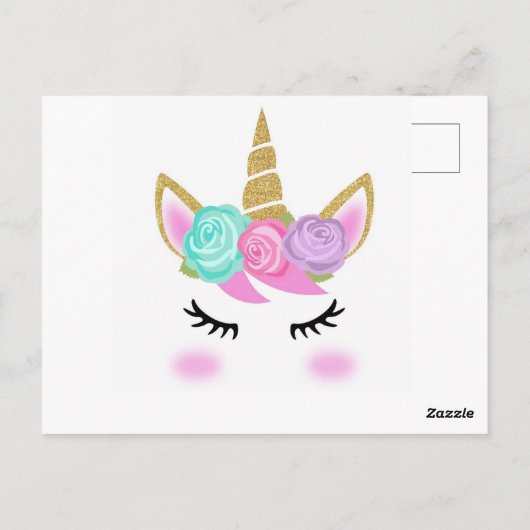 Meisje's Verjaardag Eenhoorn Thema Dank u Briefkaart (Achterkant)