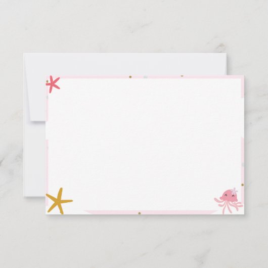 Meisjes verjaardag - Mermaid Shells - Hartelijk da Bedankkaart (Achterkant)