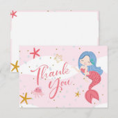Meisjes verjaardag - Mermaid Shells - Hartelijk da Bedankkaart (Voorkant / Achterkant)
