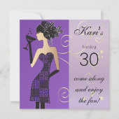 Meisjes verjaardag of vrijgezellenfeest in paars kaart (Voorkant)