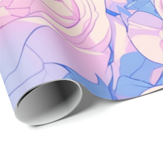 Meisje's Verjaardag Pastel Lofi Bloemen Wrapping P Cadeaupapier (Rol Hoek)