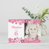 Meisjes Verjaardag Roze Feest Uitnodiging Fotokaar (Staand voorkant)