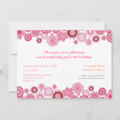 Meisjes Verjaardag Roze Feest Uitnodiging Fotokaar (Achterkant)