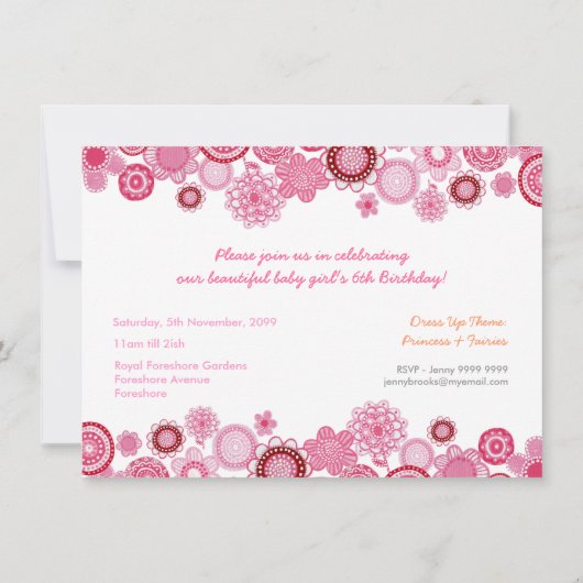 Meisjes Verjaardag Roze Feest Uitnodiging Fotokaar (Achterkant)
