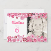 Meisjes Verjaardag Roze Feest Uitnodiging Fotokaar (Voorkant)