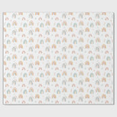 Meisjes Verjaardag Roze Waterverf Boho Regenboog K Cadeaupapier (Vlak)