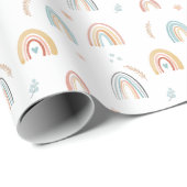 Meisjes Verjaardag Roze Waterverf Boho Regenboog K Cadeaupapier (Rol Hoek)
