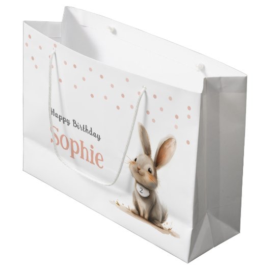 Meisjes Verjaardag Schattige Bunny Groot Cadeauzakje (Voorkant Gekanteld)