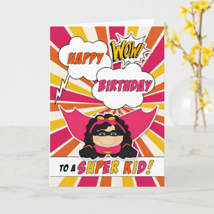 Meisjes Verjaardag Super Kids Roze Stripboek Kaart