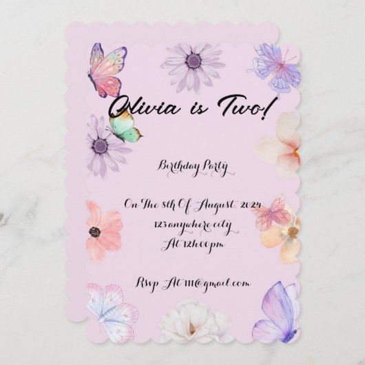 MEISJES VERJAARDAG UITNODIGING (Voorkant / Achterkant)