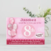 Meisjes Verjaardag Uitnodiging Ballonnen - Elke le (Staand voorkant)