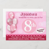 Meisjes Verjaardag Uitnodiging Ballonnen - Elke le (Voorkant / Achterkant)