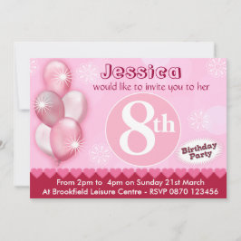 Meisjes Verjaardag Uitnodiging Ballonnen - Elke le