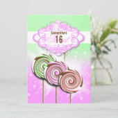 Meisjes verjaardagscadeau snoep 16 kaart (Staand voorkant)