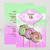 Meisjes verjaardagscadeau snoep 16 kaart (Voorkant / Achterkant)