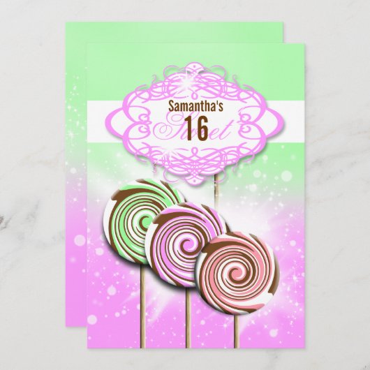 Meisjes verjaardagscadeau snoep 16 kaart (Voorkant / Achterkant)