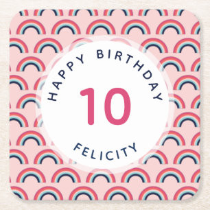 Meisjes Verjaardagsfeest Gepersonaliseerde Naam Ag Kartonnen Onderzetters