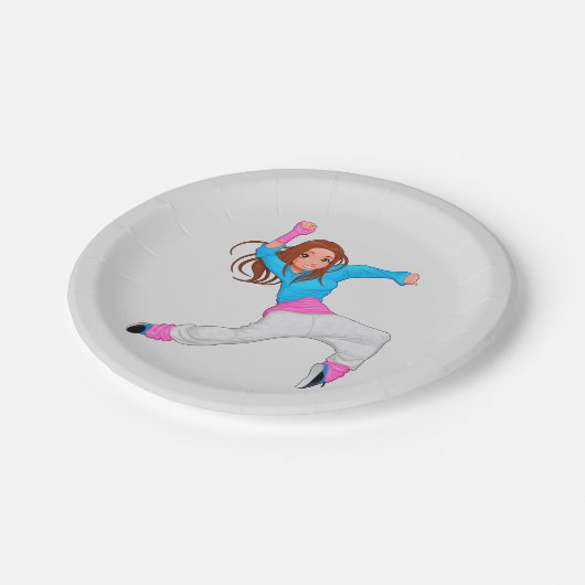 Meisjes verjaardagsfeest schattige hiphopdanser papieren bordje (Gekanteld)