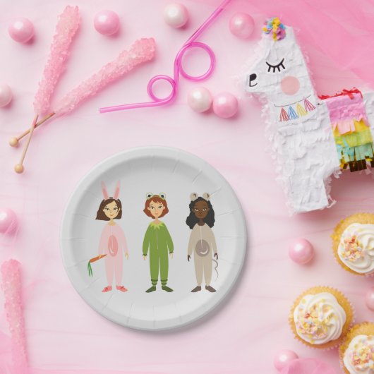Meisjes verjaardagsfeest schattige pajama-sleepove papieren bordje (Feest)