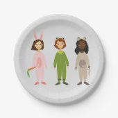 Meisjes verjaardagsfeest schattige pajama-sleepove papieren bordje (Voorkant)