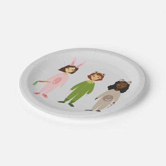 Meisjes verjaardagsfeest schattige pajama-sleepove papieren bordje (Gekanteld)