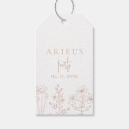 Meisjes verjaardagsfeestje bloemen elegant eenvoud cadeaulabel