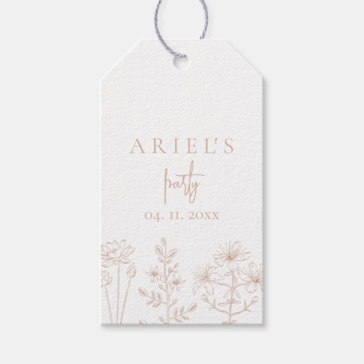 Meisjes verjaardagsfeestje bloemen elegant eenvoud cadeaulabel (Voorkant)