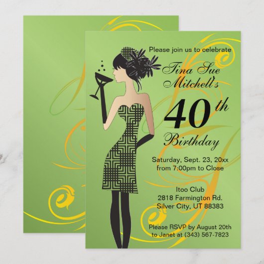 Meisjes verjaardagsfeestje | Doe-het-zelf leeftijd Kaart (Voorkant / Achterkant)