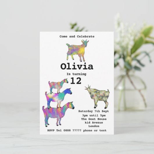 Meisjes verjaardagsfeestje Kleurrijk Cute Geiten G (Staand voorkant)