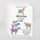 Meisjes verjaardagsfeestje Kleurrijk Cute Geiten G (Voorkant)