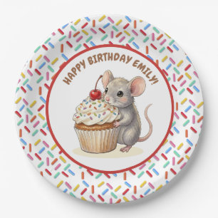 Meisjes verjaardagsfeestje   Muis & Cupcake   Papieren Bordje